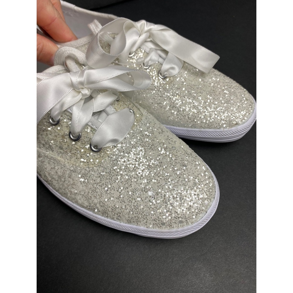 Keds x Kate Spade New York Champion Glitter Sneakers Silver Women's 6 WF57835 - Picture 3 of 9